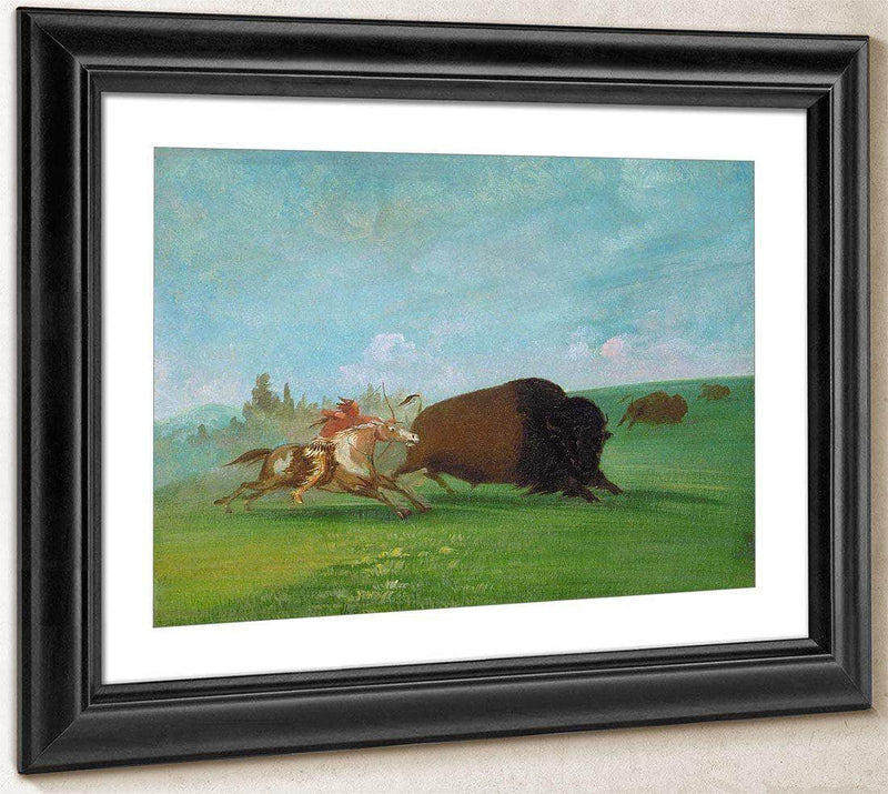 Buffalo Chase, A Single Death By George Catlin Fine Art Print