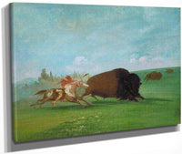 Buffalo Chase, A Single Death By George Catlin Fine Art Print