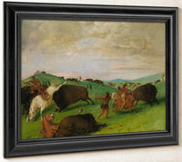 Buffalo Chase, Bulls Making Battle With Men And Horses By George Catlin Fine Art Print
