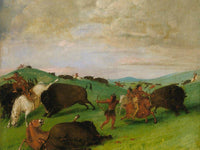 Buffalo Chase, Bulls Making Battle With Men And Horses By George Catlin Fine Art Print