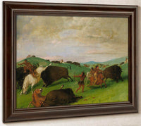 Buffalo Chase, Bulls Making Battle With Men And Horses By George Catlin Fine Art Print