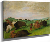 Buffalo Chase, Bulls Making Battle With Men And Horses By George Catlin Fine Art Print