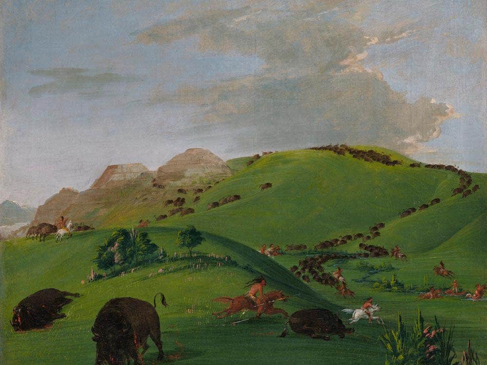 Buffalo Chase, Mouth Of The Yellowstone By George Catlin Fine Art Print