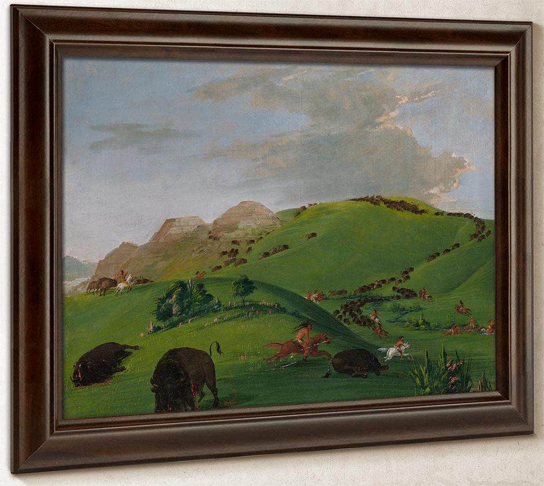 Buffalo Chase, Mouth Of The Yellowstone By George Catlin Fine Art Print