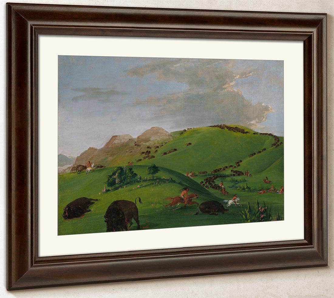 Buffalo Chase, Mouth Of The Yellowstone By George Catlin Fine Art Print