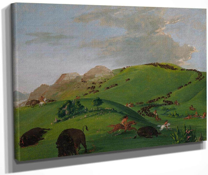 Buffalo Chase, Mouth Of The Yellowstone By George Catlin Fine Art Print
