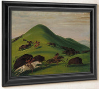 Buffalo Chase Over Prairie Bluffs By George Catlin Fine Art Print