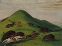 Buffalo Chase Over Prairie Bluffs By George Catlin Fine Art Print