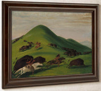Buffalo Chase Over Prairie Bluffs By George Catlin Fine Art Print