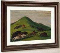 Buffalo Chase Over Prairie Bluffs By George Catlin Fine Art Print