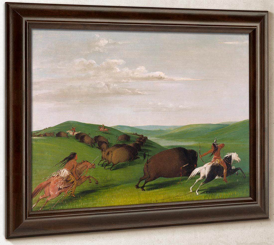 Buffalo Chase With Bows And Lances By George Catlin Fine Art Print