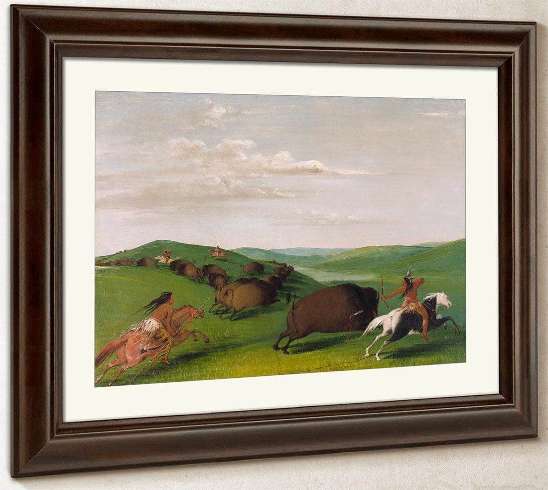Buffalo Chase With Bows And Lances By George Catlin Fine Art Print