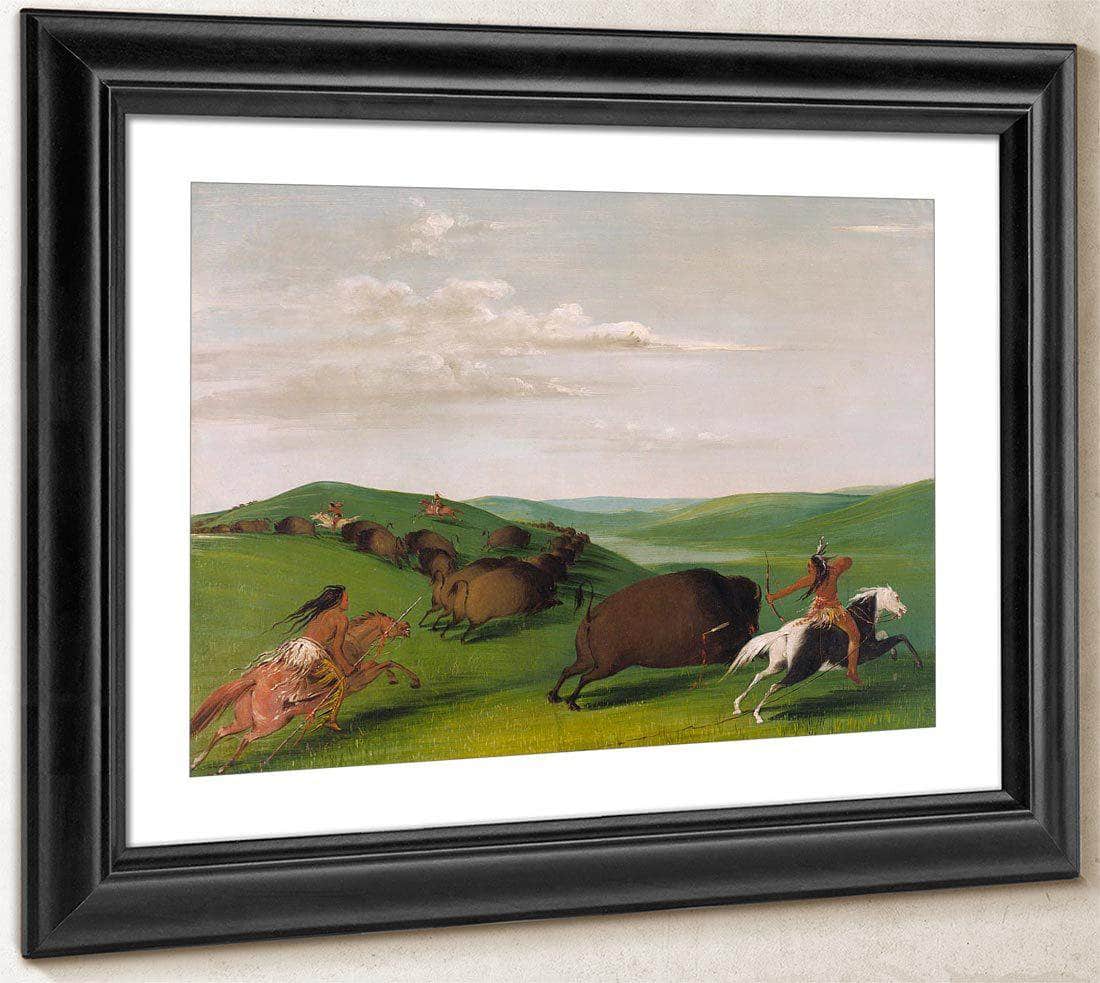 Buffalo Chase With Bows And Lances By George Catlin Fine Art Print