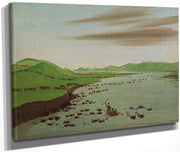Buffalo Herds Crossing The Upper Missouri By George Catlin Fine Art Print