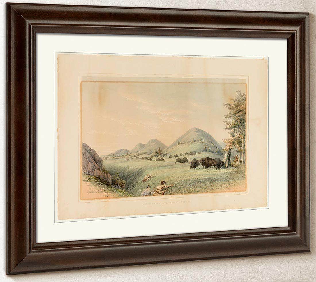 Buffalo Hunt; Approaching In A Ravine  No. 11 By George Catlin Fine Art Print