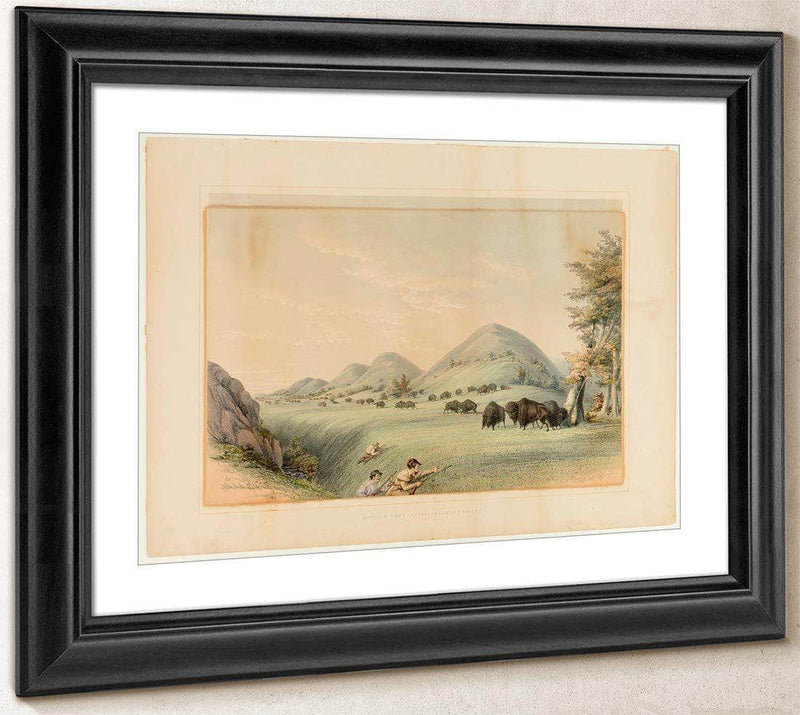 Buffalo Hunt; Approaching In A Ravine  No. 11 By George Catlin Fine Art Print