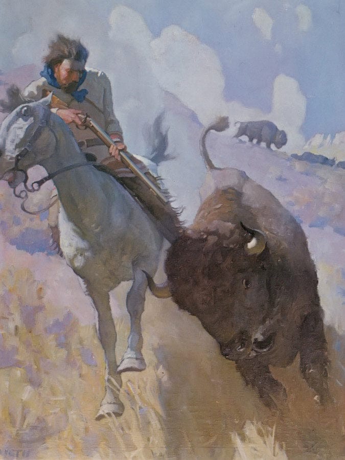 Buffalo Hunt By NC Wyeth Fine Art Print