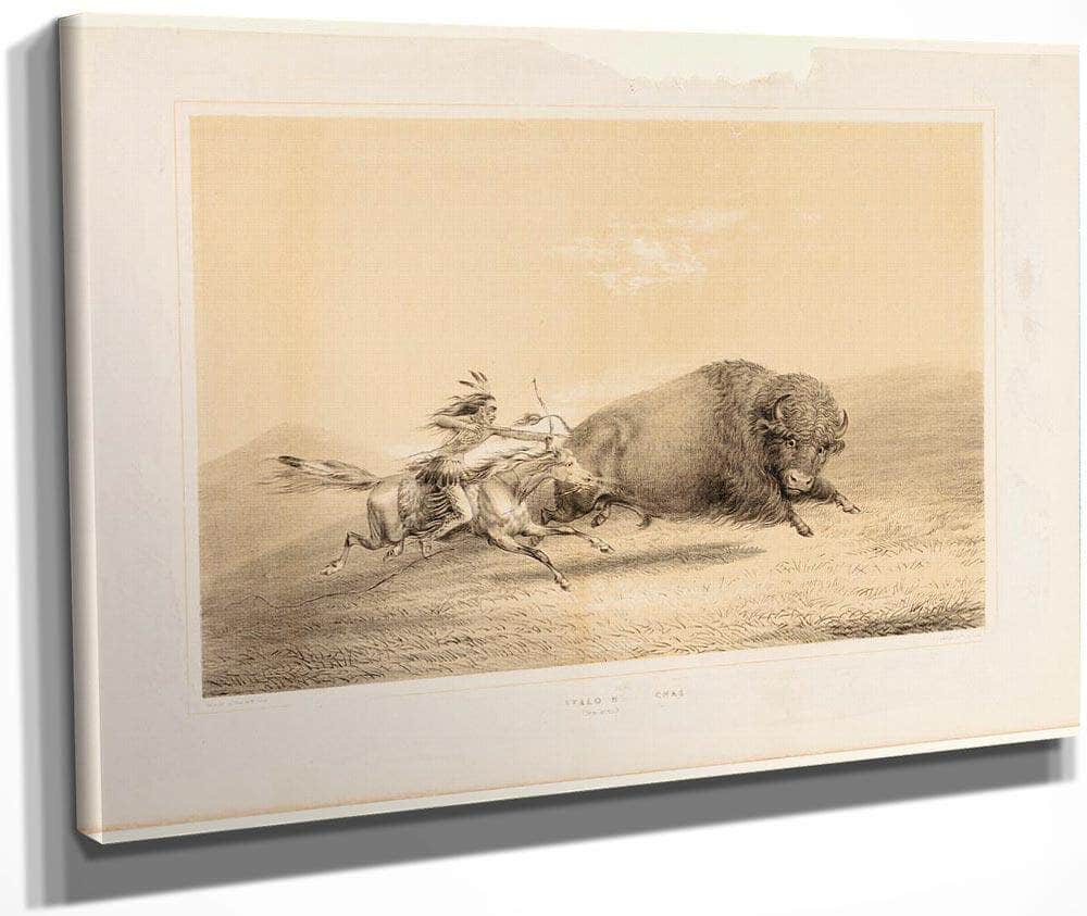 Buffalo Hunt, Chase  No. 5 By George Catlin Fine Art Print