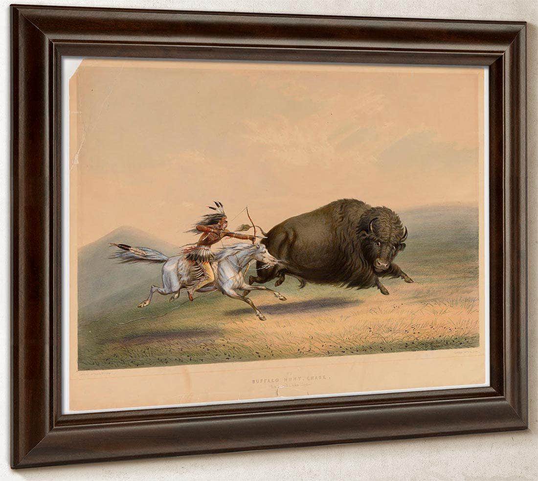 Buffalo Hunt, Chase  No. 6 By George Catlin Fine Art Print