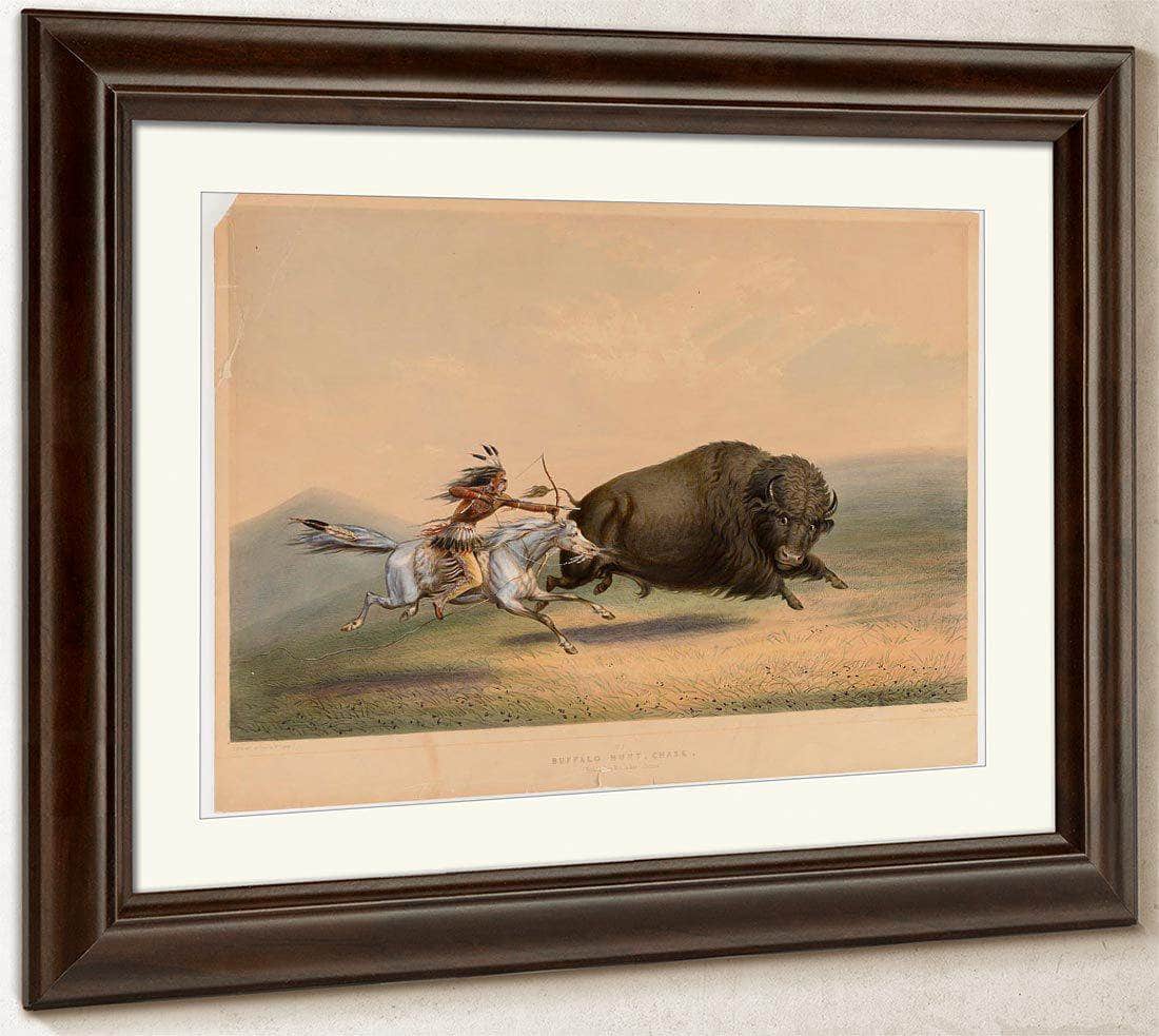 Buffalo Hunt, Chase  No. 6 By George Catlin Fine Art Print