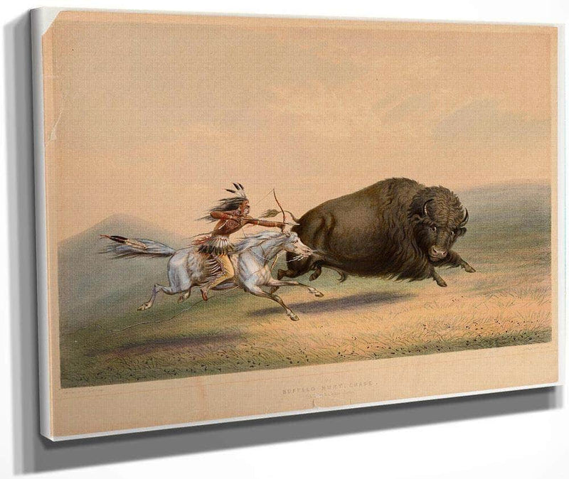Buffalo Hunt, Chase  No. 6 By George Catlin Fine Art Print