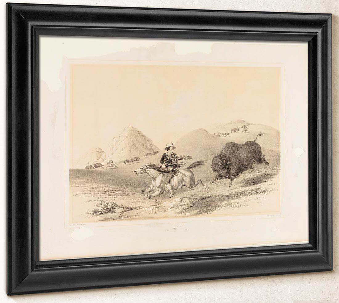 Buffalo Hunt Chasing Back No. 12 By George Catlin Fine Art Print