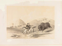 Buffalo Hunt Chasing Back No. 12 By George Catlin Fine Art Print