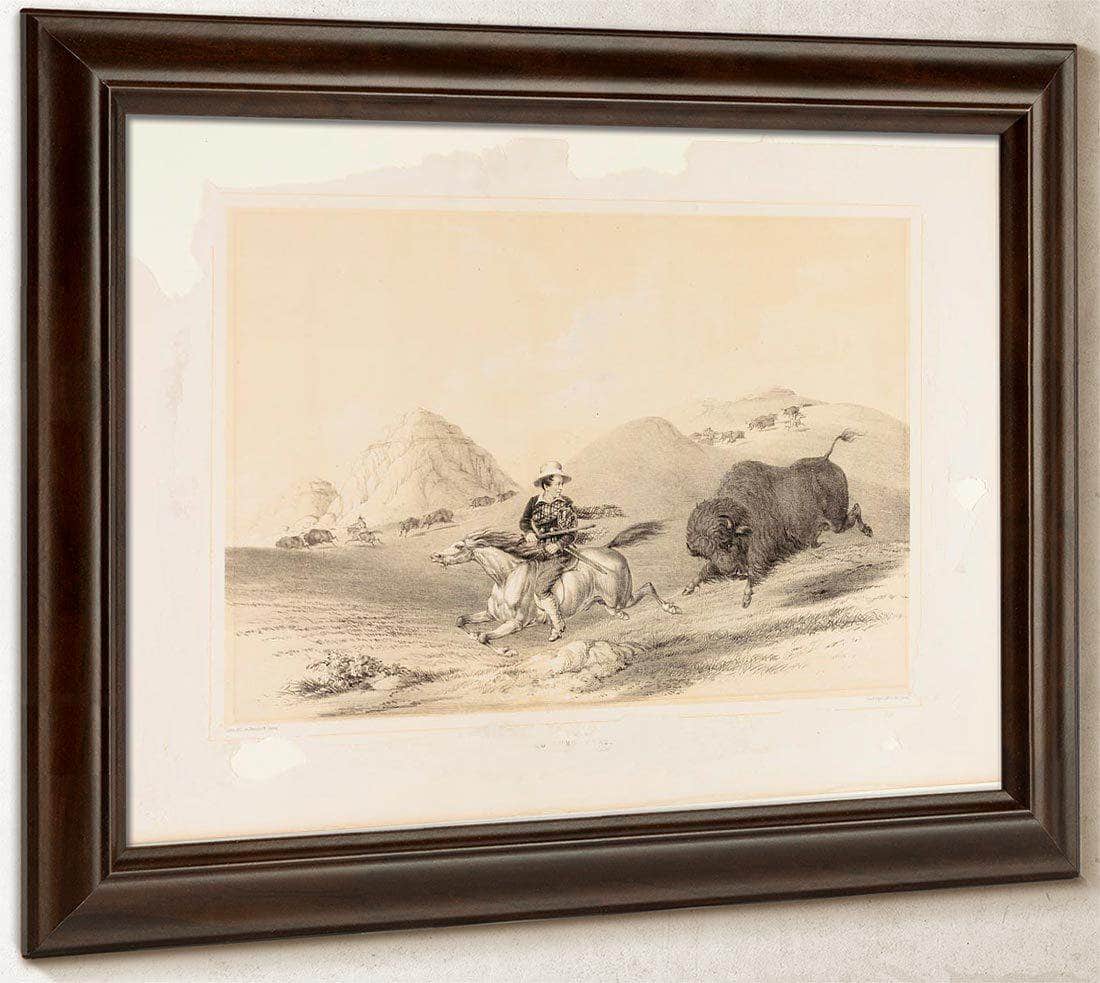 Buffalo Hunt Chasing Back No. 12 By George Catlin Fine Art Print