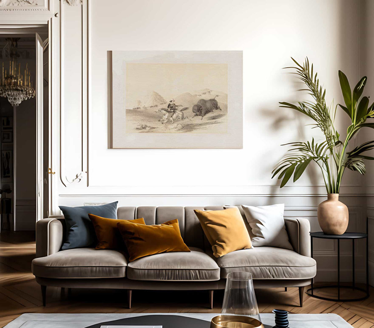 Buffalo Hunt Chasing Back No. 12 By George Catlin Fine Art Print