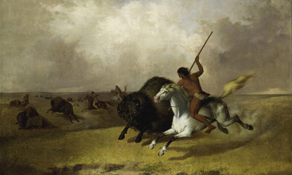 Buffalo Hunt On The Southwestern Prairies By John Mix Stanley Fine Art Print