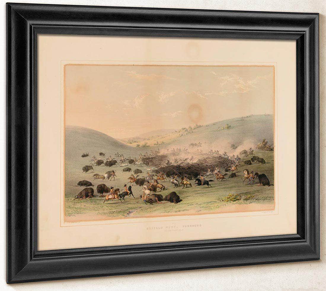Buffalo Hunt Surround  No. 9 By George Catlin Fine Art Print