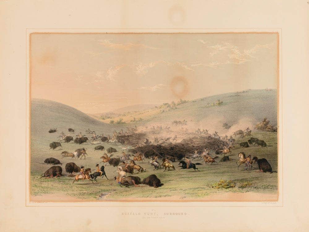 Buffalo Hunt Surround  No. 9 By George Catlin Fine Art Print
