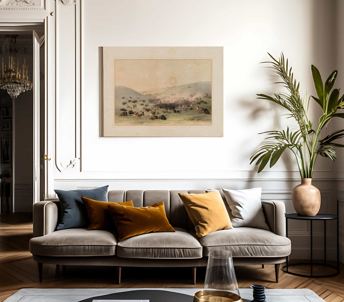 Buffalo Hunt Surround  No. 9 By George Catlin Fine Art Print