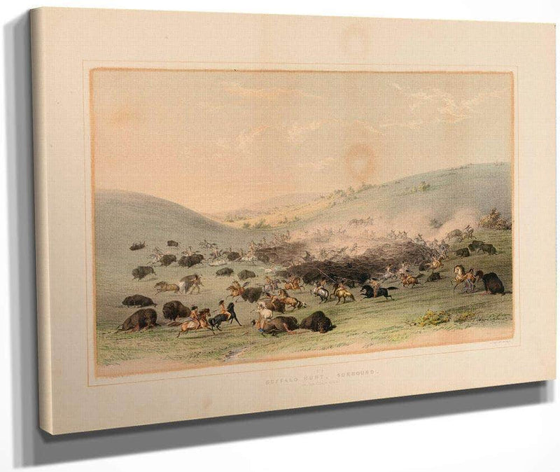 Buffalo Hunt Surround  No. 9 By George Catlin Fine Art Print