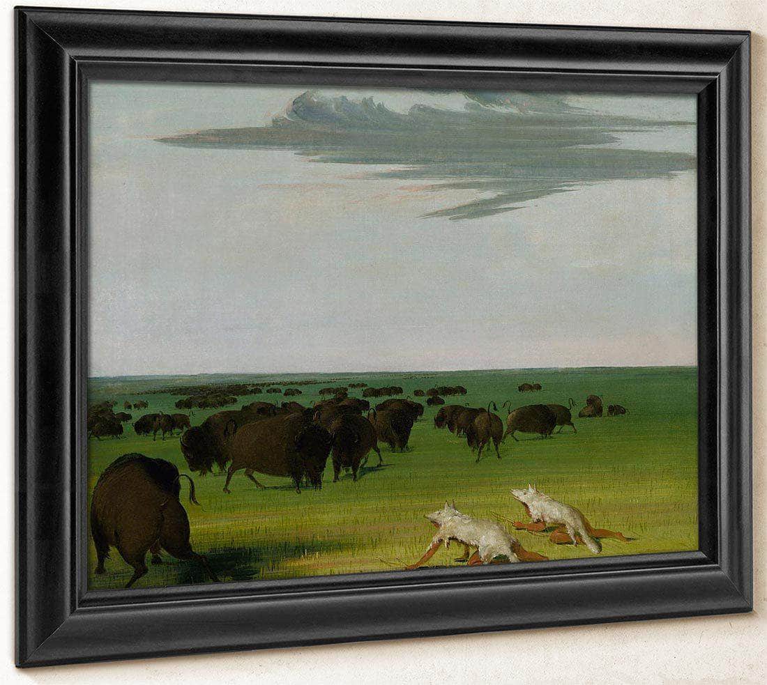 Buffalo Hunt Under The Wolf Skin Mask By George Catlin Fine Art Print
