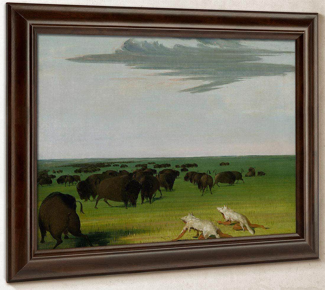 Buffalo Hunt Under The Wolf Skin Mask By George Catlin Fine Art Print