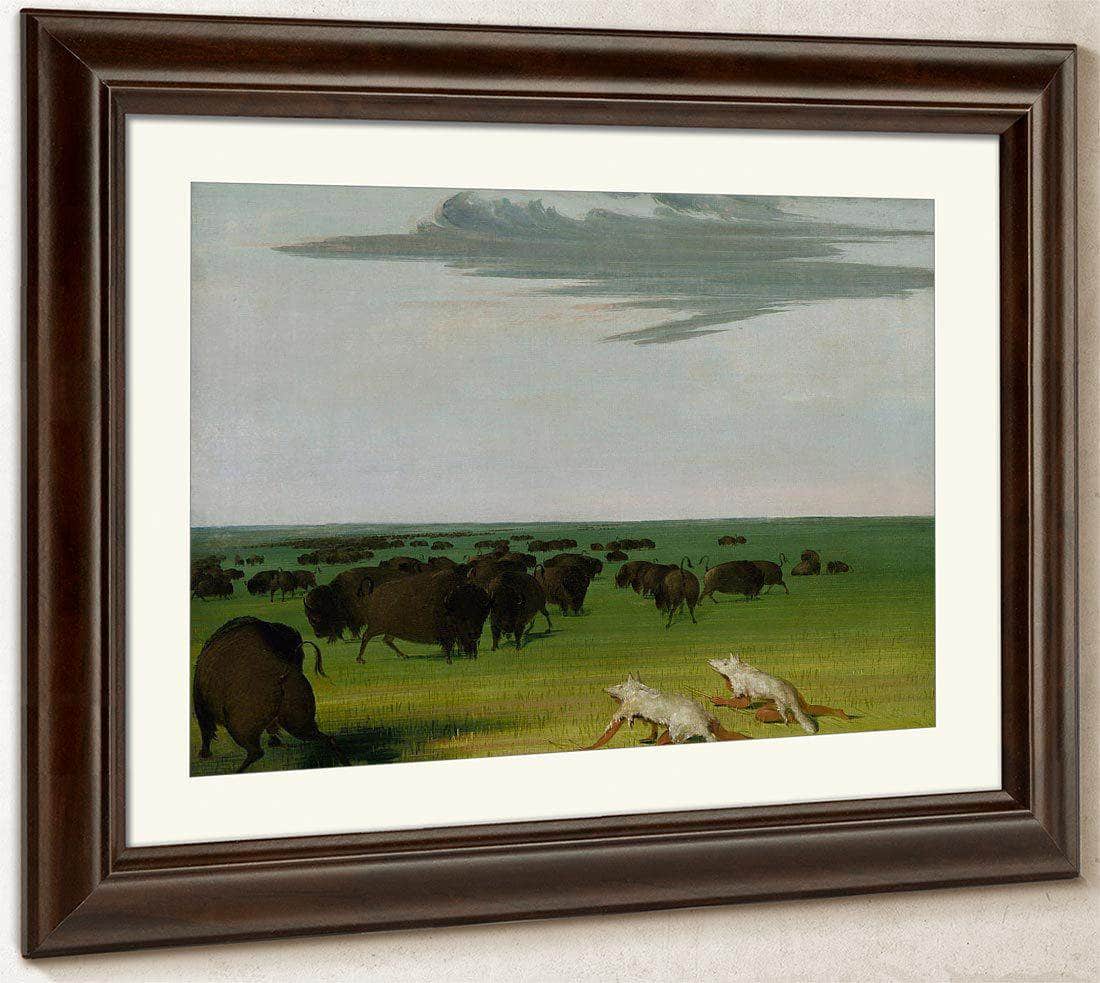 Buffalo Hunt Under The Wolf Skin Mask By George Catlin Fine Art Print