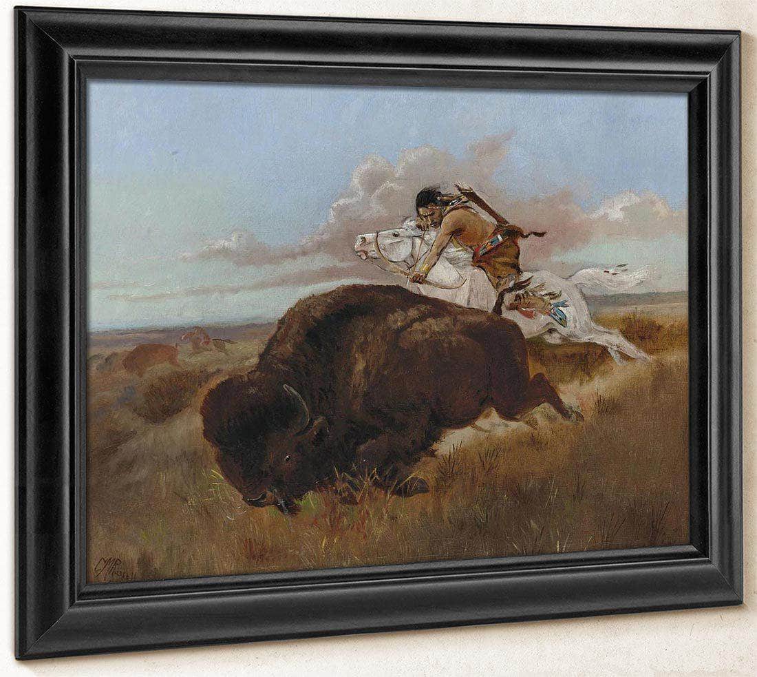 Buffalo Hunting By Charles Marion Russell Fine Art Print