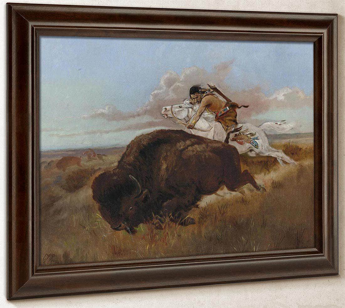 Buffalo Hunting By Charles Marion Russell Fine Art Print