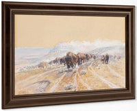Buffalo On The Move By Charles Marion Russell Fine Art Print