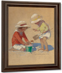 Building A Sand Castle Good Housekeeping Magazine Cover July 4 1924 By Jessie Willcox Smith Fine Art Print