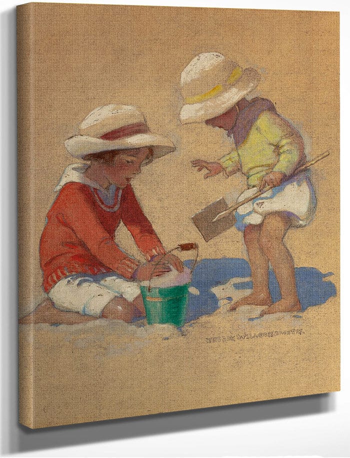 Building A Sand Castle Good Housekeeping Magazine Cover July 4 1924 By Jessie Willcox Smith Fine Art Print