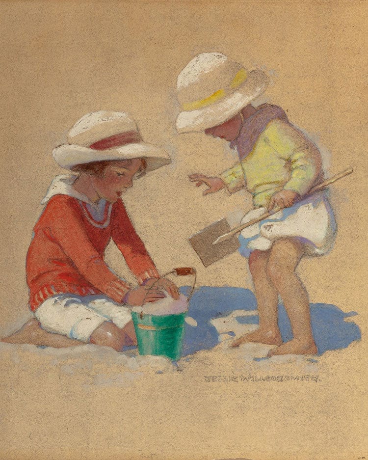 Building A Sand Castle Good Housekeeping Magazine Cover July 4 1924 By Jessie Willcox Smith Fine Art Print