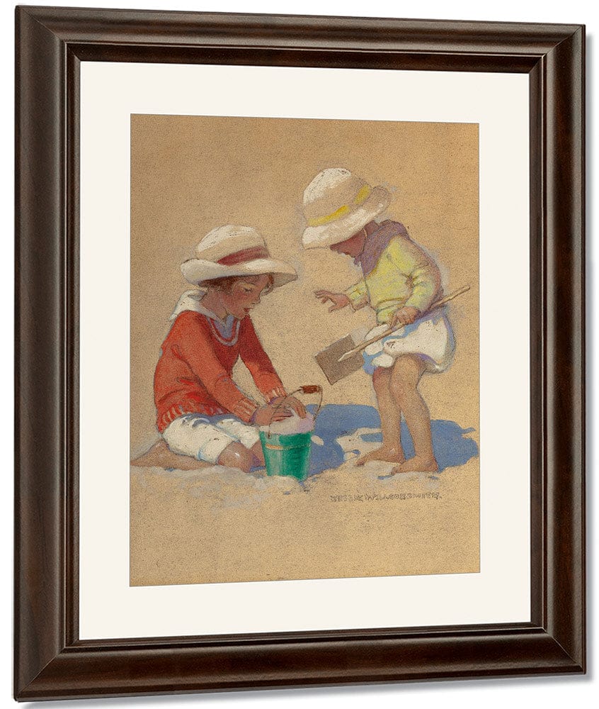 Building A Sand Castle Good Housekeeping Magazine Cover July 4 1924 By Jessie Willcox Smith Fine Art Print