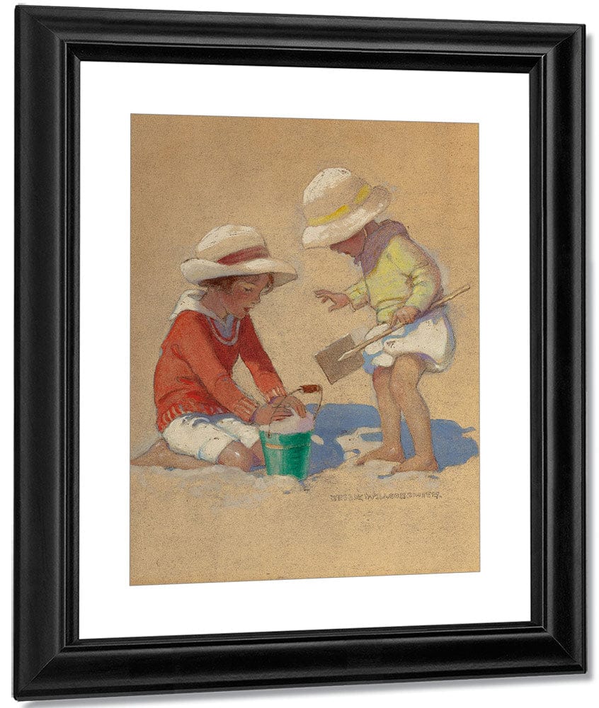 Building A Sand Castle Good Housekeeping Magazine Cover July 4 1924 By Jessie Willcox Smith Fine Art Print