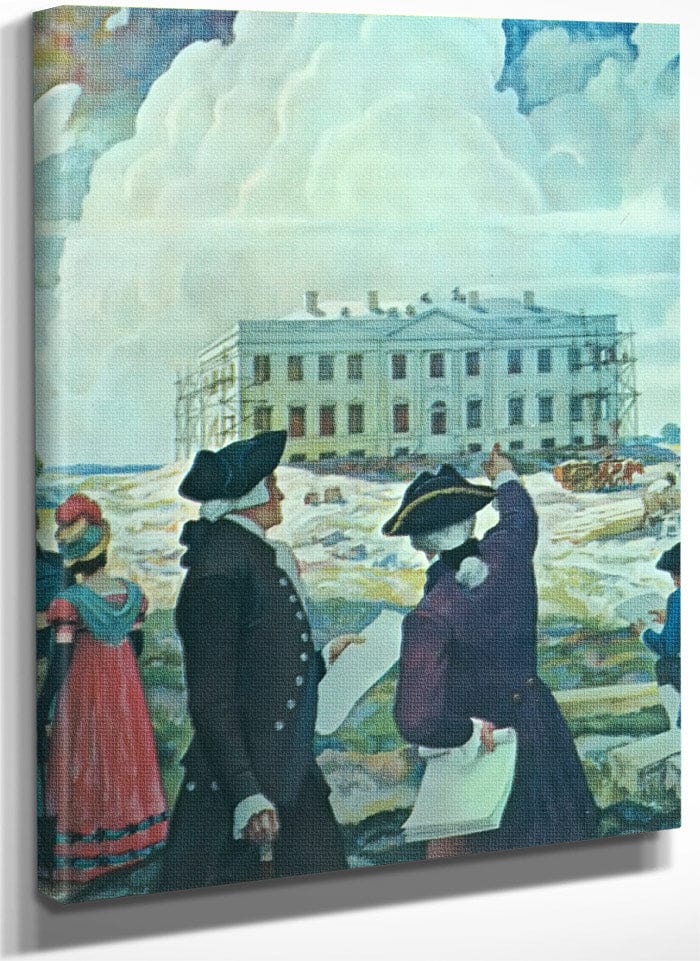 Building The First White House By NC Wyeth Fine Art Print