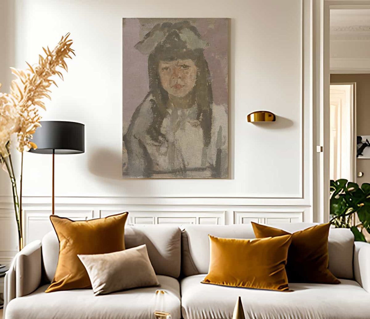 Bust Of A Girl With A Bow Before A Pink Background 1920 By Gwendolen Mary John Fine Art Print