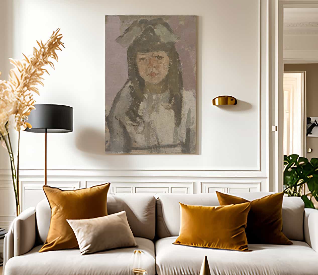 Bust Of A Girl With A Bow Before A Pink Background 1920 By Gwendolen Mary John Fine Art Print