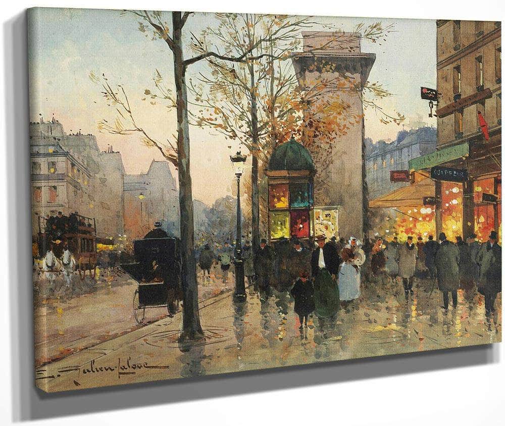 Busy Boulevard By The Porte Saint Denis By Eugene Galien Laloue Fine Art Print