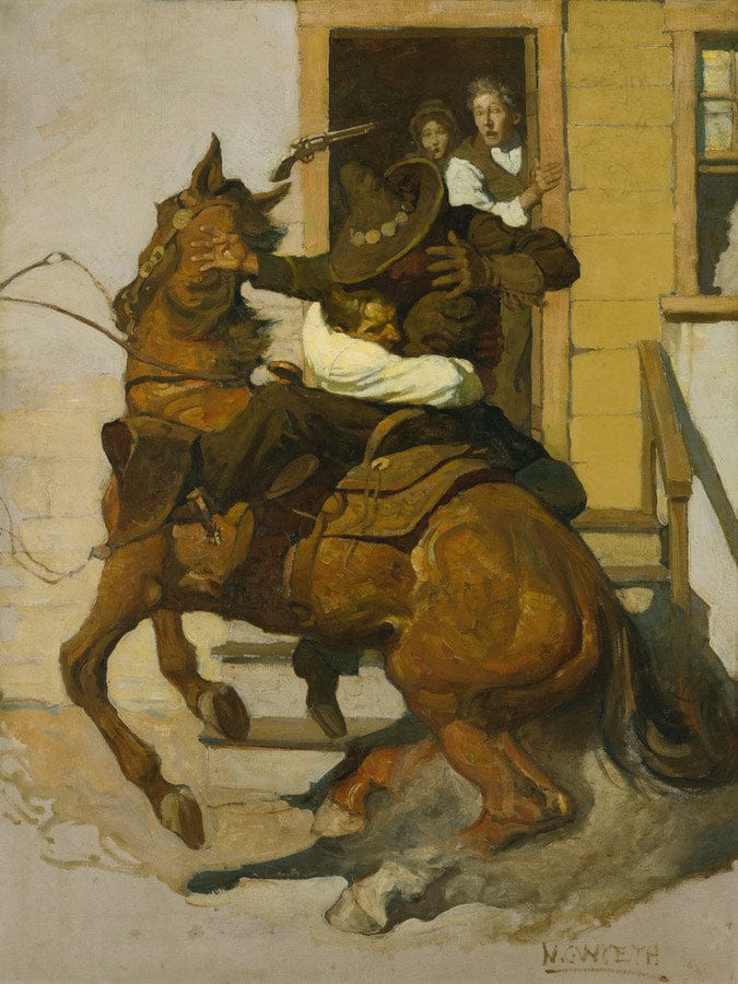 But Sir Henry Never Stopped. By NC Wyeth Fine Art Print